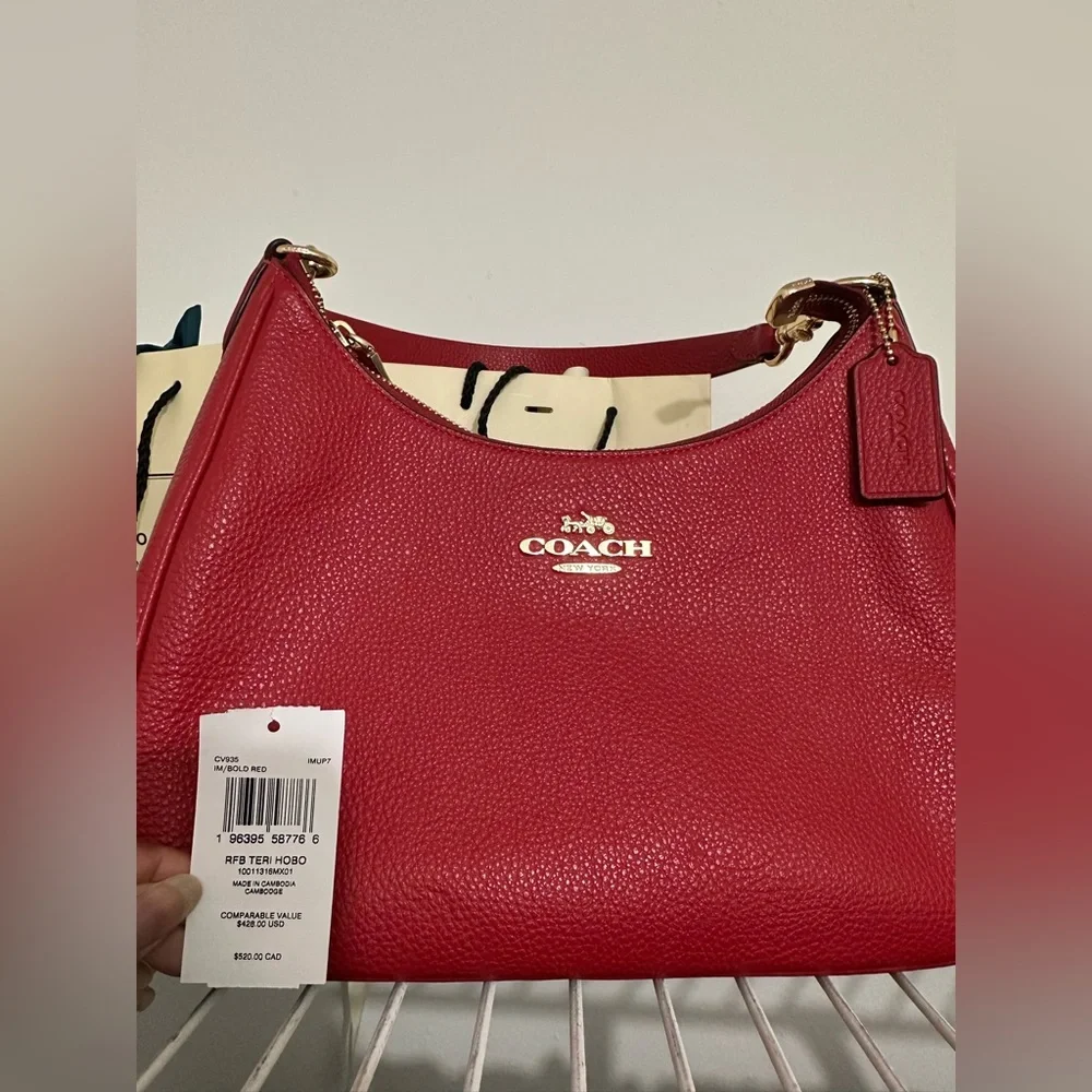 Coach Cherry Red Hobo Bag ❤️ SEND A OFFER!! Free Gift 🎁 w/ purchase - Picture 10 of 11